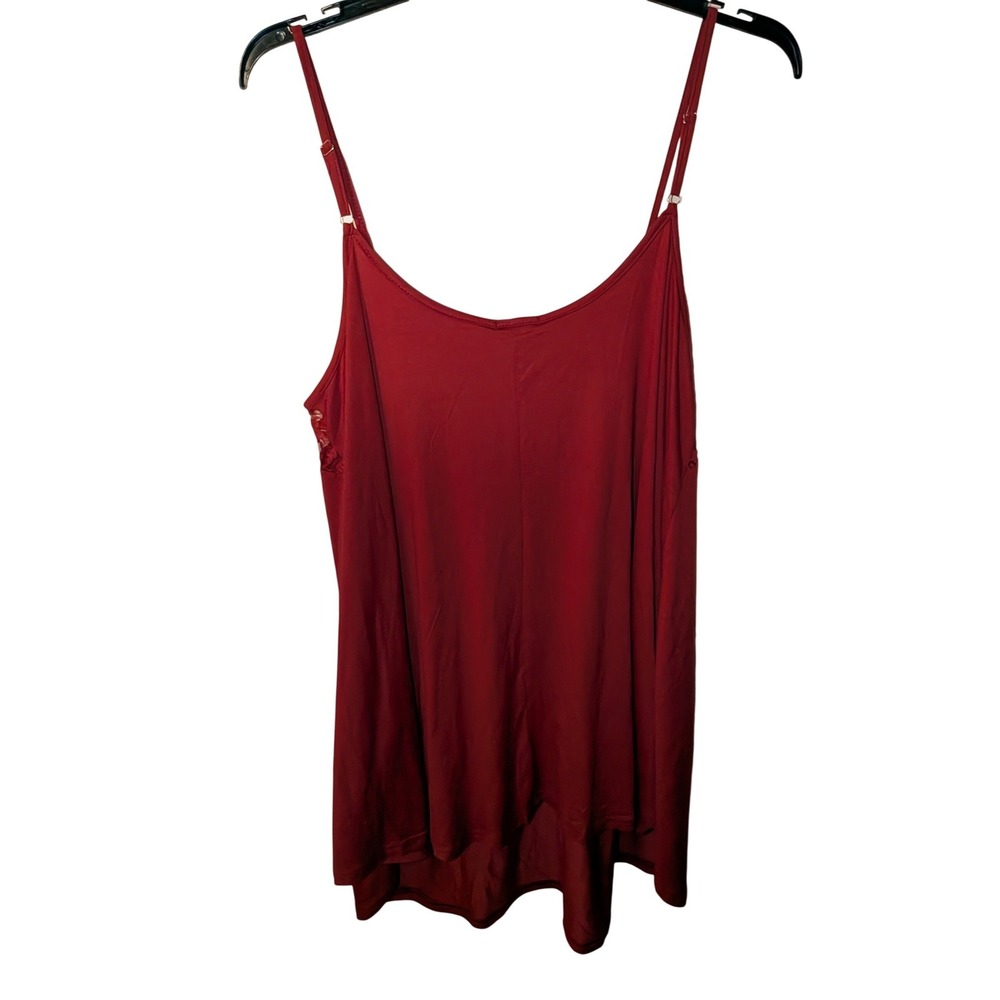Ekouaer Womens Burgundy Lace Trim Cami Top Adjustable Spaghetti Straps NWT